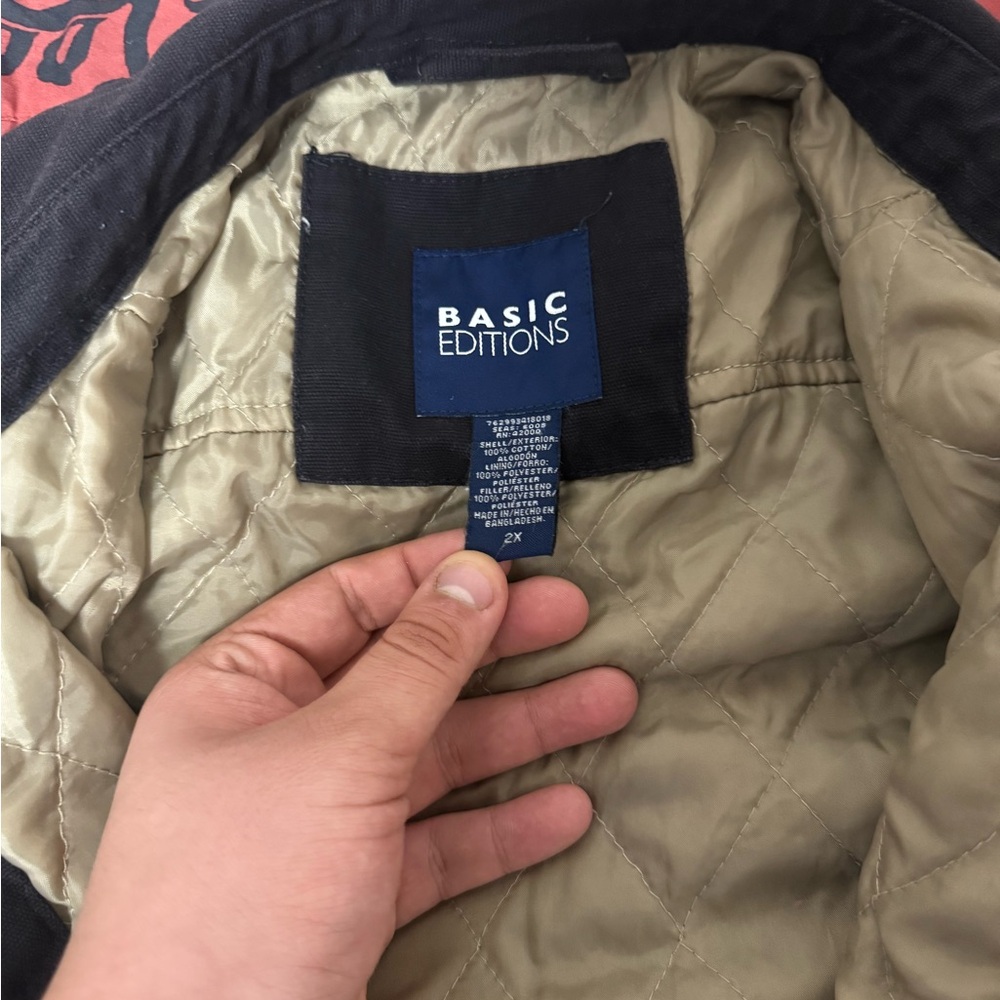 Basic Editions Men Xxl Jacket Coat Button Up Long… - image 3